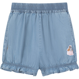 暇步士童装女童短裤夏季新款小童宝宝甜美三分短裤儿童透气牛仔裤