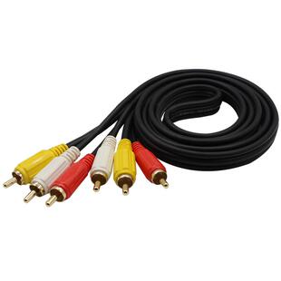 秋叶原AV线三对三莲花头红黄白电视机顶盒子连接加长高清音视频线