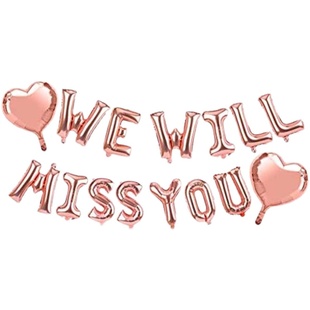 公司同事员工离职欢送会布置we will miss  you字母气球Farewell