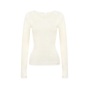 Kroche  Breath of Linen 羊毛混纺 V领正肩修身针织打底衫