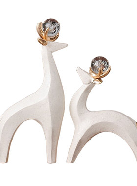 招财鹿摆件客厅装饰品