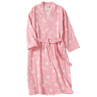 纯棉浴袍全棉睡袍不掉毛夏季长款