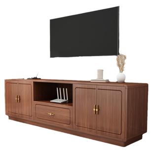 新中式电视柜茶几组合客厅收纳储物柜家用餐厅胡桃色落地电视机柜