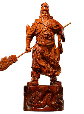 刺史木雕关公摆件横刀