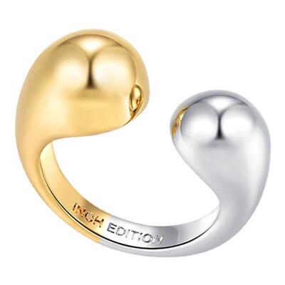 Dare买手店 INCH EDITION 水滴金银拼接开口戒原创设计首饰戒指