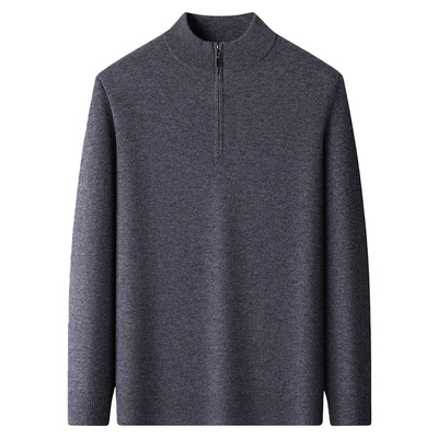 恒源祥100纯羊毛半拉链立领毛衣