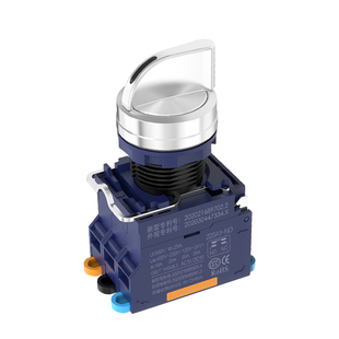 蓝波25A大电流金属钥匙钮旋钮按钮开关快插式塑料带灯红绿色1NO