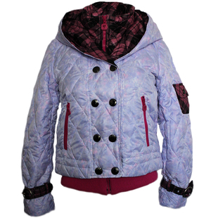 冬季清仓品牌短款彩色格子连帽休闲简约献爱心白鸭绒小个子羽绒服