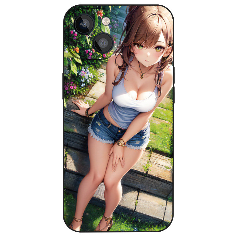 夏天清新美少女小众个性手机壳适用于iPhone16玻璃13全包防摔14硅胶苹果15ProMax华为OPPO小米VIVO动漫二次元