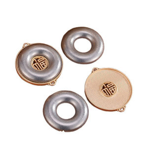 新款宋锦手工diy平安扣吊坠如意锁挂件合金底胚配件凹槽压襟饰品