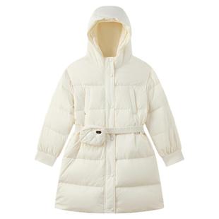 eland kids衣恋童装女童排骨羽绒服2025冬新品轻感中长款连帽外套