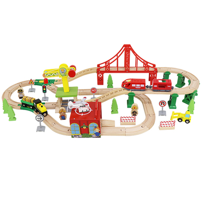 edwone木质男孩拼装高铁轨道火车