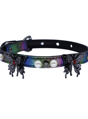亚文化暗黑亚比专属哥特PUPPY Choker镭射蝴蝶仿皮手作朋克QQ项圈