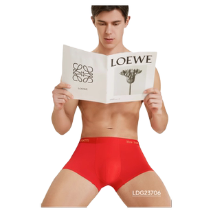 露迪尚品男士内裤棉莫代尔四角无痕透气青年平角红色LDG23706