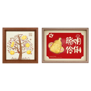 【所有女生的衣橱直播间】潮宏基黄金摆件相框挂件收藏金币金箔