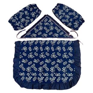 采茶女小碎花荷叶边半身围裙头巾套装农家乐幼儿园民族风演出围兜