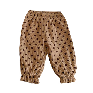 韩版新款女宝宝裤子冬装森系女童灯笼裤加绒保暖波点长裤百搭时髦