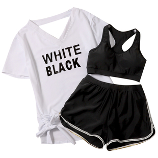 泳衣女夏保守分体平角泡温泉遮肚显瘦三件套学生运动新款双层泳裤