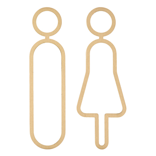 创意简约卫生间标识黄铜男女洗手间指示牌家用酒店厕所免钉WC标志