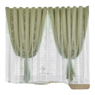 新款韩式蕾丝网红卧室纱布一体简约现代飘窗客厅落地窗遮光窗帘布