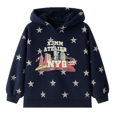 虾酱麻麻卡通加绒连帽卫衣