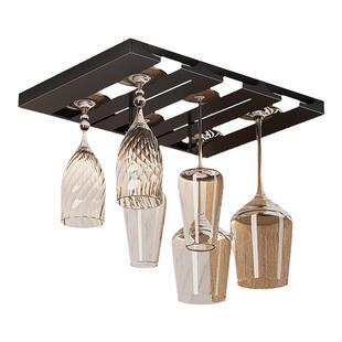 枪灰不锈钢红酒杯架倒挂高脚杯收纳置物架子家用轻奢摆件悬挂酒柜