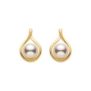 HELAS赫拉Akoya海水珍珠耳钉女18K金耳饰水滴造型耳环珠宝礼物