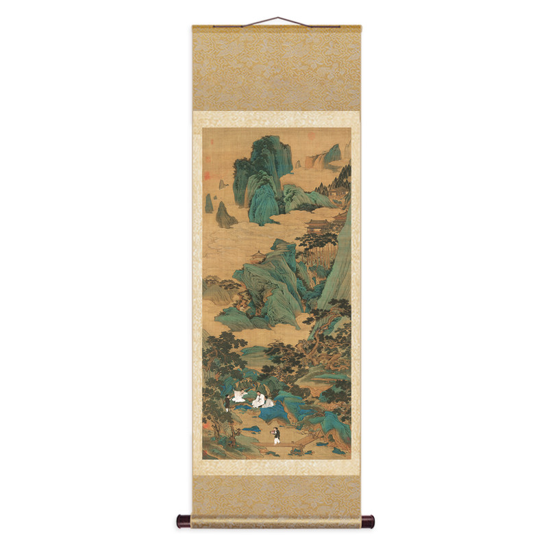 明代仇英 桃源仙境图 原版复刻山水画古代名家字画中式卷轴挂画