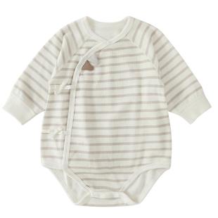 婴儿包屁衣秋冬新生儿三角哈衣绑带和尚服连体衣加厚保暖宝宝衣服