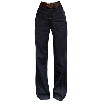 秋冬底抓毛薄绒女牛仔直筒阔腿裤