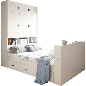 林氏家居榻榻米床衣柜一体简约储物床收纳1米2小户型卧室组合套装