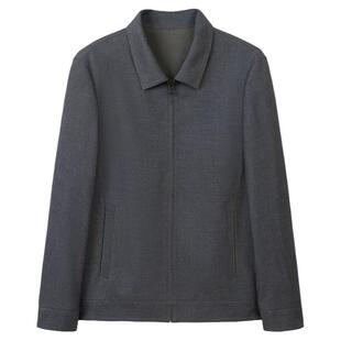 才子男装翻领夹克男2025春秋季商务休闲干部行政正装黑色短款外套