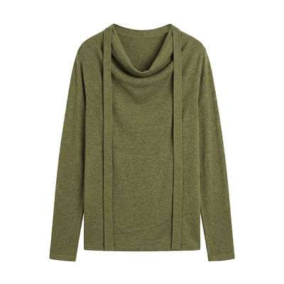 WITTYFOX简约风羊毛针织衫女宽松套头长袖灰色春季新款