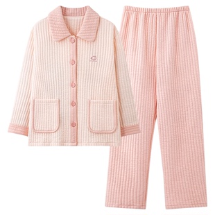 都市丽人纯棉夹层女款睡衣2026新款冬季加绒加厚保暖家居服套装