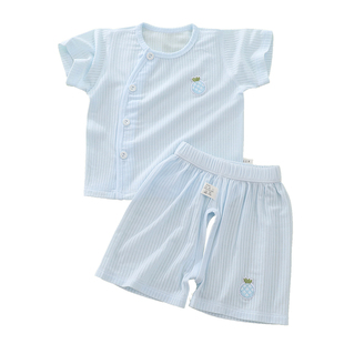 婴儿分体套装短袖分体夏季薄款冰丝莫代尔0一3月宝宝夏季衣服夏装