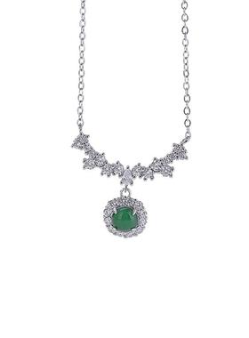 S925纯银绿翡翠海蓝宝吊坠