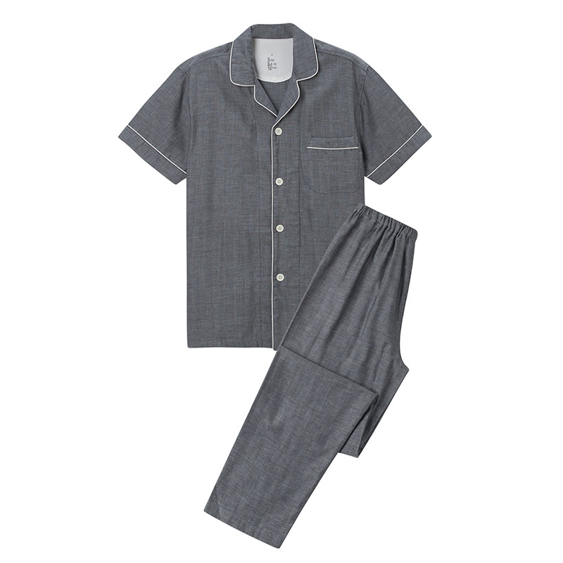 日式全棉双层纱情侣款家居服套装
