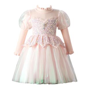 女童连衣裙春季2026新款童装粉色艾莎公主裙儿童小女孩爱莎裙子