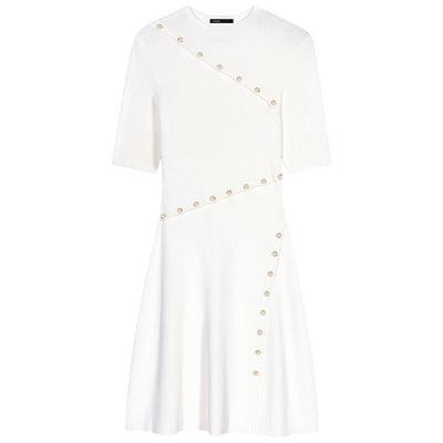 Maje气质白色短袖针织连衣裙短裙
