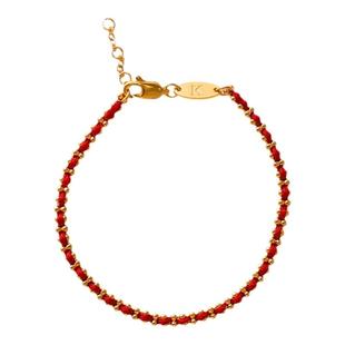 铜合金手链 镀18K金细款小红绳手链中式国潮气质时尚百搭节日叠戴