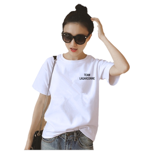 纯棉短袖t恤女宽松韩版2025夏装新款白色正肩体恤女上衣半袖t桖潮