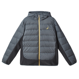 NAUTICA儿童羽绒服男童短款女童大童鹅绒轻薄款保暖连帽三防外套