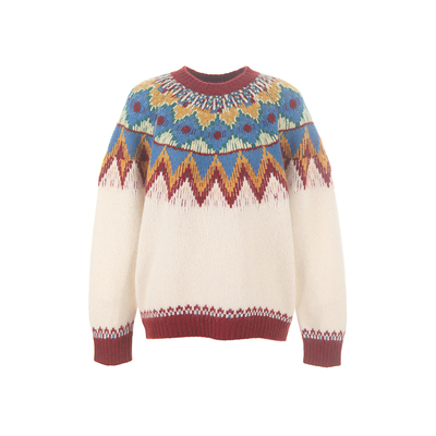 wanatry羊毛撞色费尔岛软糯毛衣