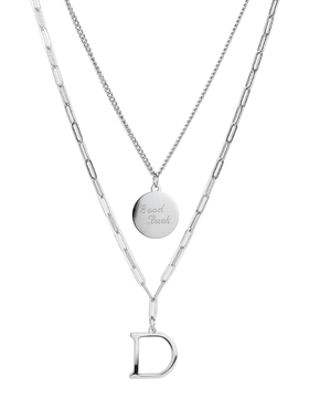 D字母项链女双层叠戴锁骨链