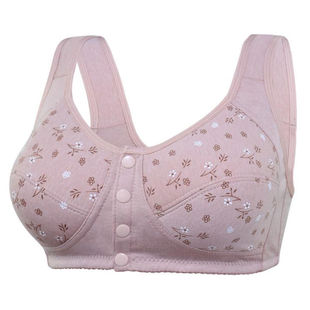 文胸无钢圈棉质前开扣背心式大码裹胸聚拢女士内衣中老年妈妈胸罩