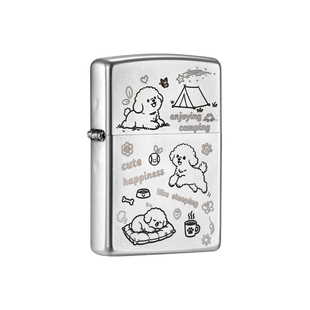 zippo打火机原装正品快乐小狗磨砂双面煤油男女士防风送礼物正版