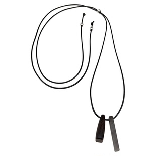 黑皮绳百搭长款毛衣链2025新款轻奢高级感黑檀木吊坠项链秋冬配饰