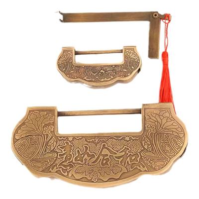 防盗仿古木门横开老式锁纯铜锁