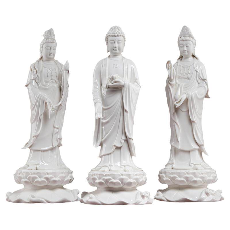戴玉堂陶瓷西方三圣佛像摆件