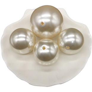 30mm40mm大颗夸张款米白色高亮直孔仿珍珠串珠拍摄道具摆设散珠子